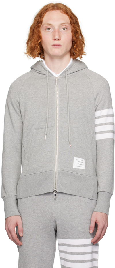 Thom Browne Gray 4-bar Hoodie In Grey