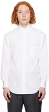 Thom Browne Classic Long Sleeves Shirt With Cf Gg Placket In Solid Poplin Clothing In 100 White