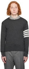 Thom Browne Dark Gray Wool 4-bar Sweaters In Black