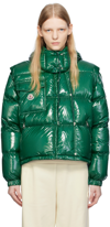 Moncler Karakorum Convertible Hooded Quilted Glossed-shell Down Jacket In 854 Green