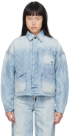 Amiri Logo Jacquard Denim Workwear Jacket In Light Indigo