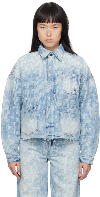 Amiri Logo Jacquard Denim Workwear Jacket In Blue