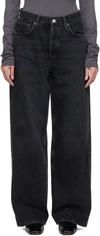 AGOLDE BLACK LOW SLUNG BAGGY JEANS