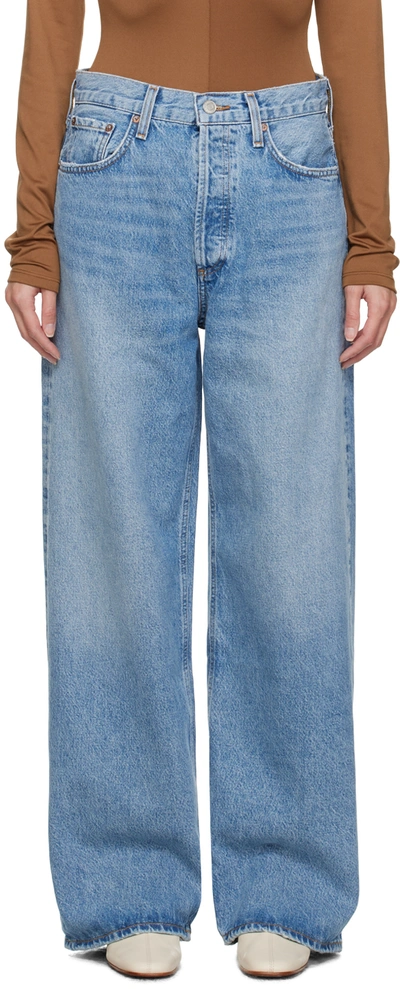 AGOLDE BLUE LOW SLUNG BAGGY JEANS