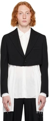 COMME DES GARÇONS HOMME DEUX BLACK CROPPED BLAZER