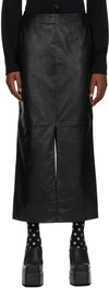 Maiden Name Black Alice Leather Midi Skirt In Black