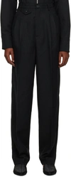 Maiden Name Gray Emily Trousers In Charcoal Pinstripe