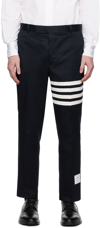 Thom Browne Navy Unconstructed 4-bar Seamed Chino Trousers In Dark Blue