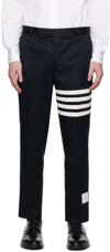 Thom Browne Striped Cotton-twill Straight-leg Pants In Navy