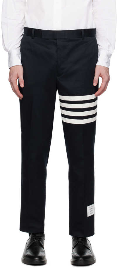 THOM BROWNE NAVY 4-BAR UNCONSTRUCTED TROUSERS