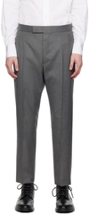 Thom Browne Gray Twill Classic Backstrap Trousers In 035 Med Grey