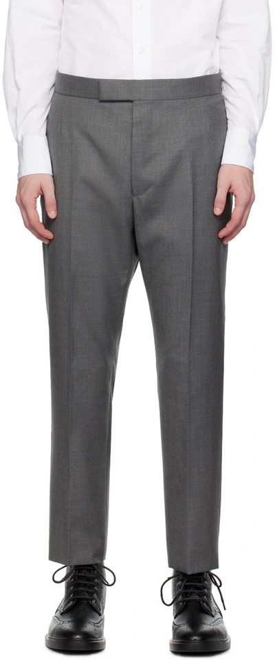 Thom Browne Gray Super 120s Backstrap Trousers In 035 Med Grey