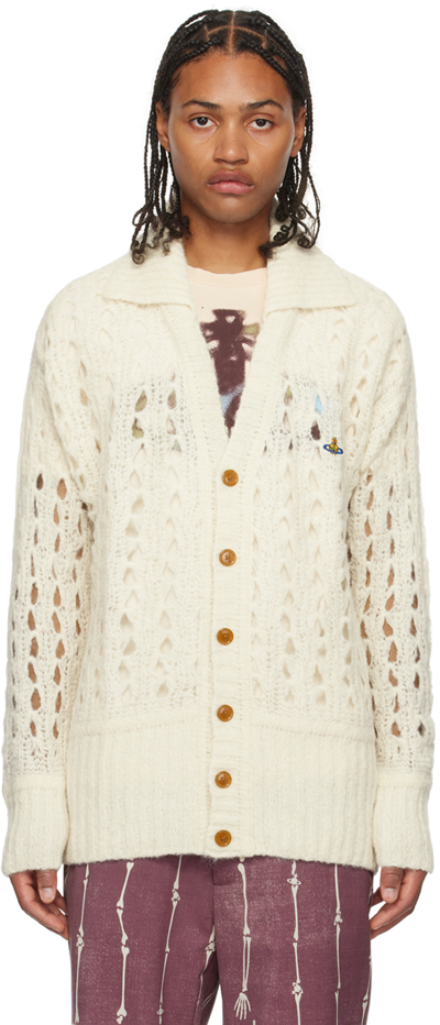 Vivienne Westwood Off-white Spread Collar Cardigan In 233-y0013-a405da