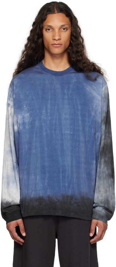 Vein Blue Faded Long Sleeve T-shirt In 459 X.blue