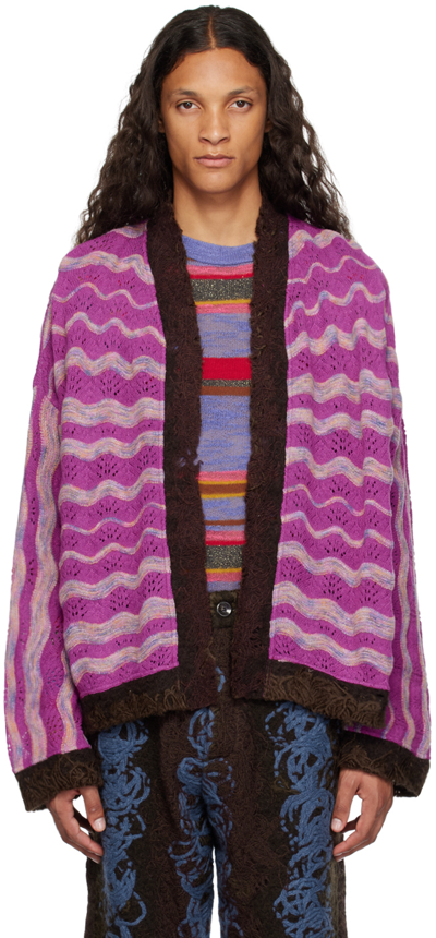 Vitelli Purple Striped Cardigan In J11 Purple