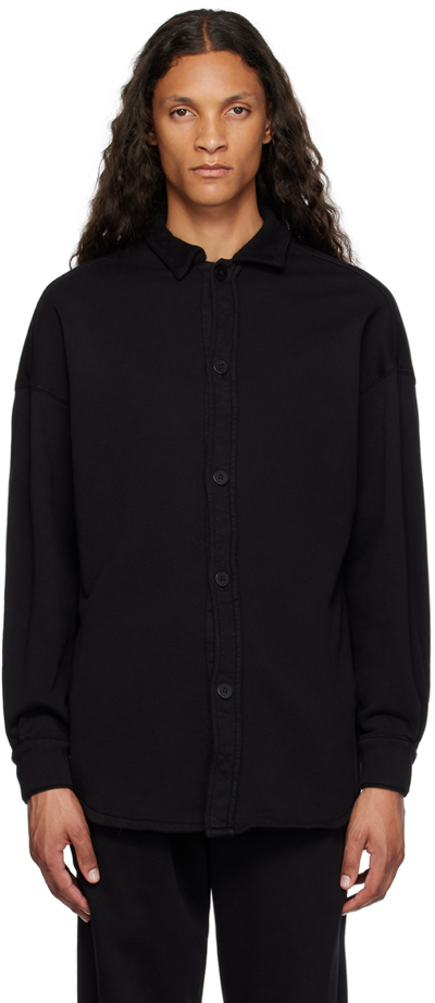Les Tien Black Button Shirt In Jet Black