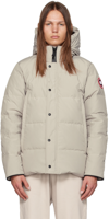Canada Goose Wyndham Logo Hooded Down Jacket In Limestone - Calcaire