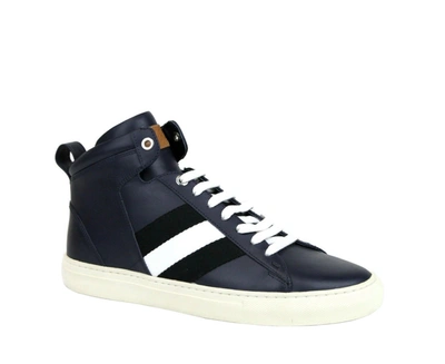 Bally Men's Calf Leather Hi-top Sneaker With - (size: D) In Dark Blue