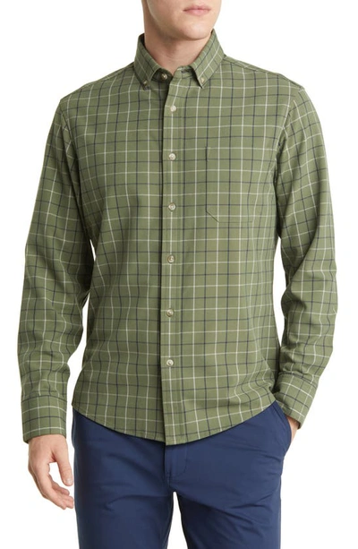 Mizzen + Main City Trim Fit Mulholland Check Flannel Button-down Shirt In Green