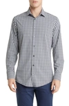 Mizzen + Main Leeward Trim Fit Plaid Performance Button-up Shirt In Blue