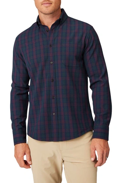Mizzen + Main City Trim Fit Navy Broadway Plaid Flannel Button-down Shirt In Blue