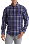 Mizzen + Main City Trim Fit Coastal Fjord Plaid Flannel Button-down Shirt In Blue
