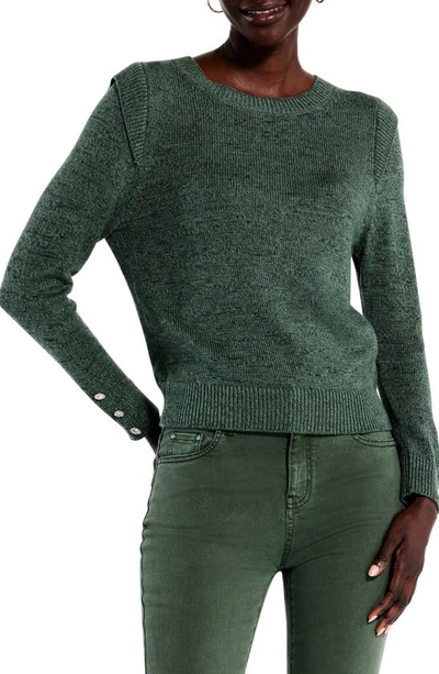 Nic + Zoe Playful Cuff Sweater In Green Mix