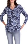 NZT BY NIC+ZOE SHADOW FLORAL LONG SLEEVE V-NECK TOP