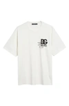 DOLCE & GABBANA EMBROIDERED LOGO COTTON JERSEY GRAPHIC T-SHIRT