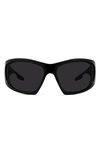 Givenchy Giv Cut Acetate Wrap Sunglasses In Shiny Black Smoke