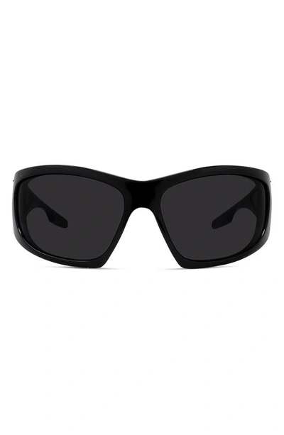 Givenchy Giv Cut Acetate Wrap Sunglasses In Shiny Black Smoke