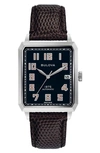 Bulova Limited Edition Joseph  Breton Lizard-embossed Leather Strap Automatic Watch, 32mm X 45.5mm In Black / Brown