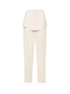 Andreädamo Viscose Blend Trouser With Frontal Panels With Metal Hooks In Beige