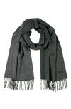 Hickey Freeman Cashmere Double Face Solid Scarf In Olive/grey