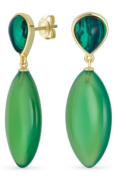 Bling Jewelry Geometric Green Onyx Teardrop Earrings