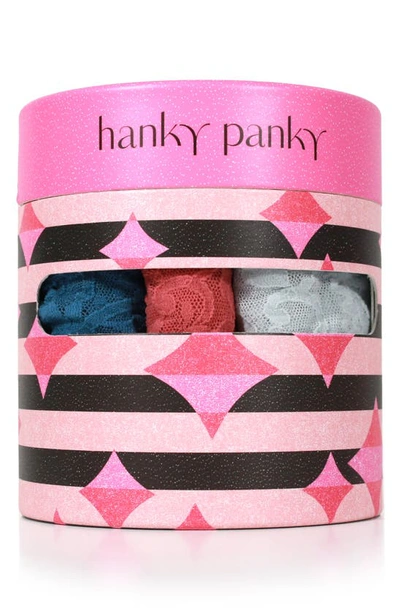 Hanky Panky Women's Bloom Holiday 3 Pack Original Rise Thong Underwear In Multipack