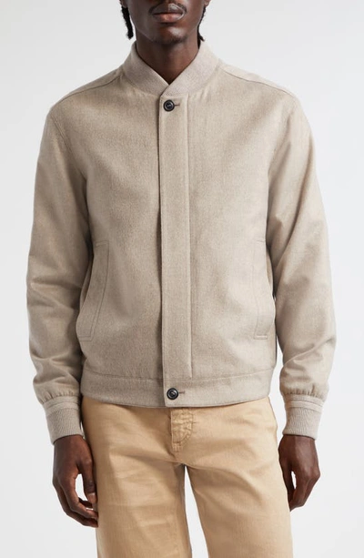 Zegna Men's Oasi Cashmere Elements Blouson Jacket In Ivory/cream Beige