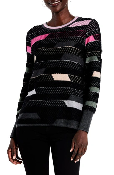Nic + Zoe Shaded Stripes Cotton Blend Sweater In Pink