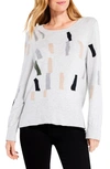 Nic + Zoe Falling Frost Cotton Blend Sweater In Grey Multi