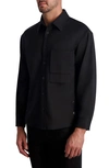 Karl Lagerfeld Solid Stretch Button-up Overshirt In Black