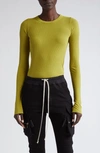 Rick Owens Yellow Rib Long Sleeve T-shirt In 32 Acid