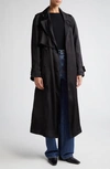 Loulou Studio Lonna Double Breast Viscose Trench Coat In Black