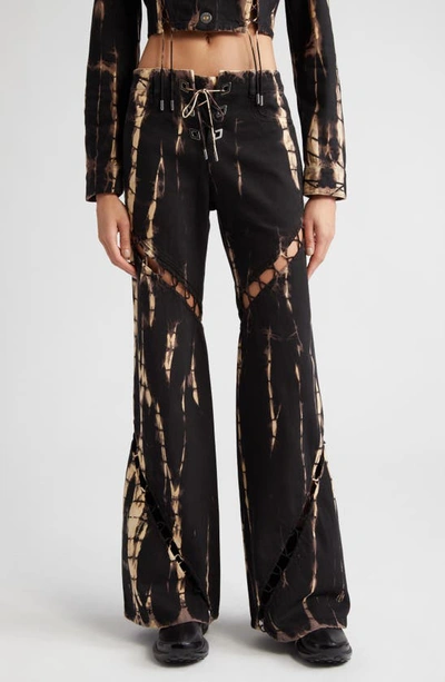 Dion Lee Tie Dye-print Wide-leg Jeans In Black