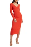 French Connection Mari Knit Midi Dress Mandarin Red Multi In Mandarin