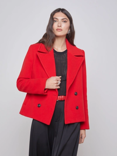 L Agence Athens Cropped Peacoat In Lava Red