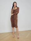 L Agence Marise Leopard Print Bodycon Dress In Fawn Multi Soft Leopard