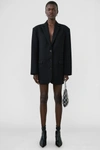 Anine Bing Quinn Single-breasted Wool Blazer In Black