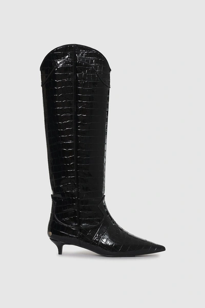 Anine Bing Tall Rae Boots In Black Embossed