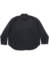Balenciaga Men's Checked Flannel Shirt In Grey