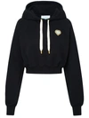 Casablanca Embellished Logo Patch Crop Hoodie In Black